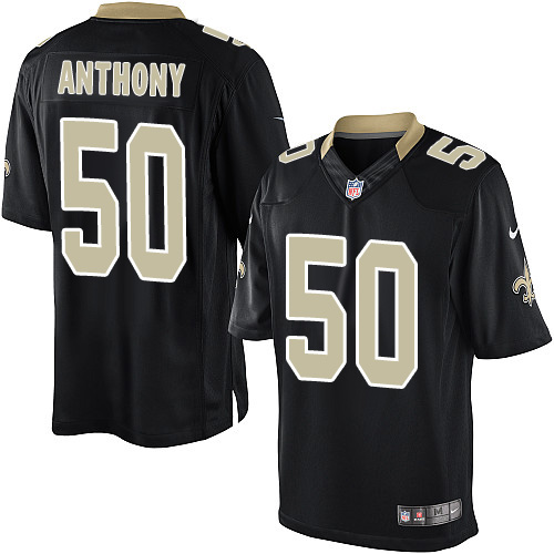 Men's Limited Stephone Anthony Nike Jersey Black Home - #50 NFL New Orleans Saints